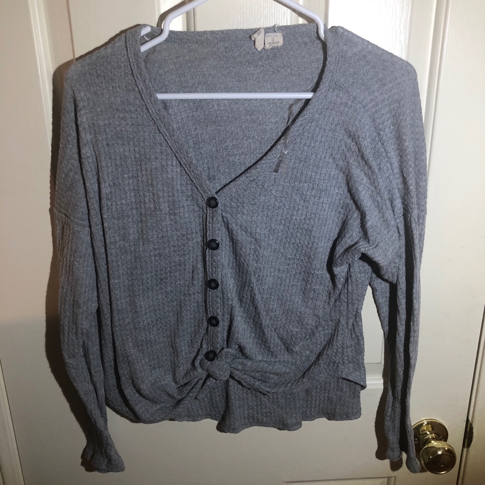 Waffle button down top cardigan size S
